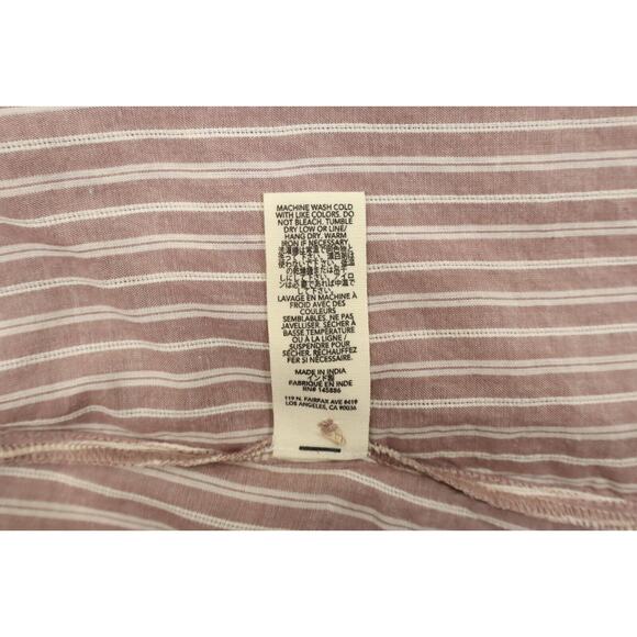 The Great Women's Puff Sleeve Striped Crew Neck Midi Cotton Dress Sz L - Picture 8 of 9